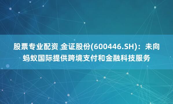 股票专业配资 金证股份(600446.SH)：未向蚂蚁国际提供跨境支付和金融科技服务