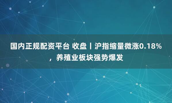 国内正规配资平台 收盘丨沪指缩量微涨0.18%,养殖业板块强势爆发